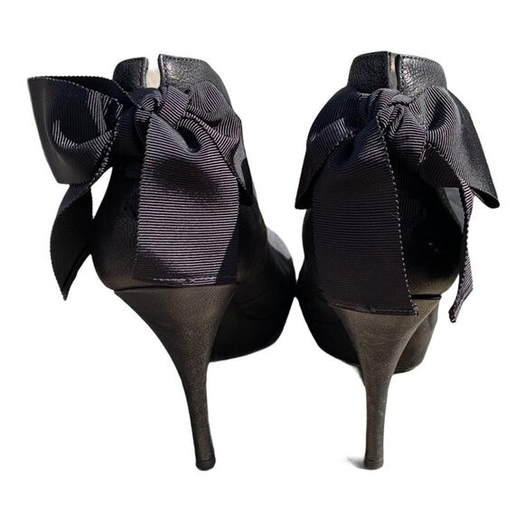 Vera Wang Shoes Royce Bow Back Leather Stiletto Peep Toe Ankle Bootie 9M y2K - Picture 5 of 11